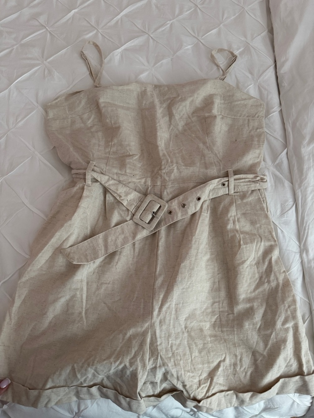 ASOS Curve Neutral Beige Spaghetti-Strap Mini Dress with Belt